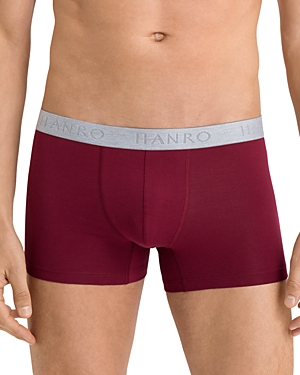 Hanro Essentials Cotton Stretch Boxer Briefs, Pack Of 2 In Ruby/coal