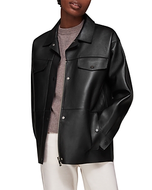Shop Whistles Clean Bonded Leather Jacket In Black