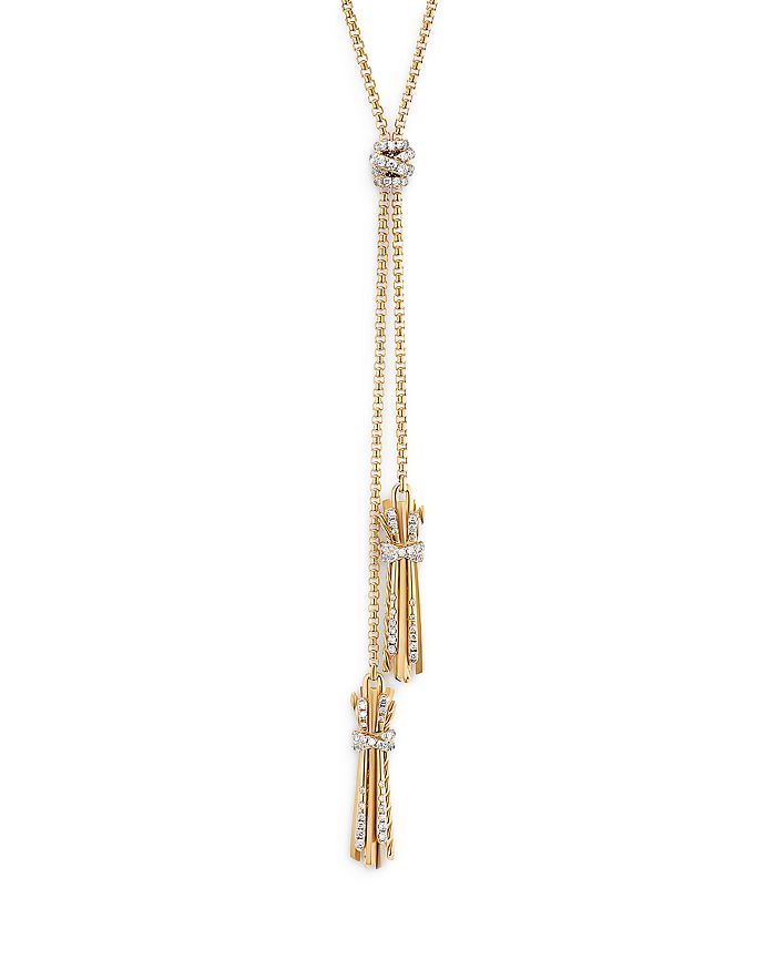 David Yurman - 18K Yellow Gold Angelika Diamond Tassel Lariat Necklace, 34.5"