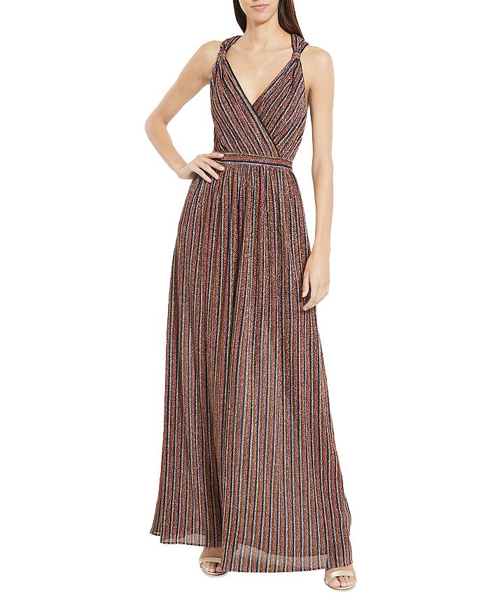 Striped metallic deals dress
