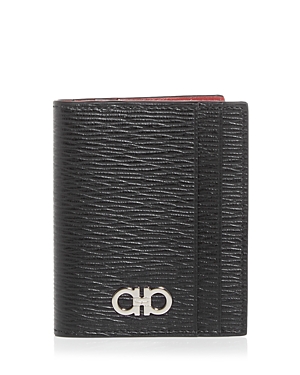 Ferragamo Salvatore  Revival Leather Bifold Card Case In Nero