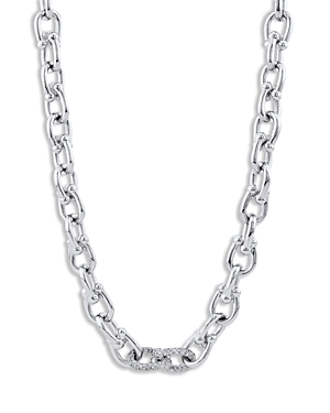 Alberto Amati Sterling Silver Diamond Oval Stirrup Link Chain Necklace, 18