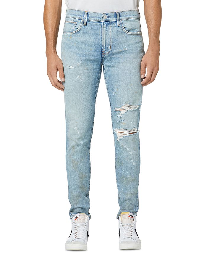 Hudson Zack Skinny Fit Distressed Jean in Light Plaster | Bloomingdale's