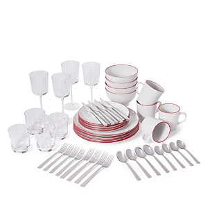 Leeway Home Leeway The Full Way 44-piece Dinner Service Set In Red Stripe