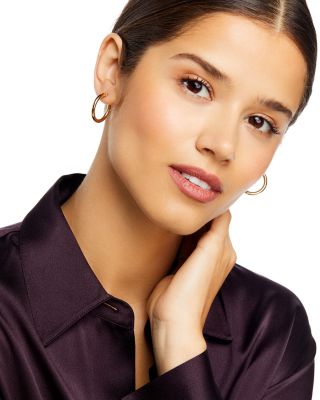 14K Yellow Gold Tube Hoop Earrings 