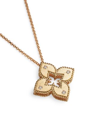 18K Yellow Gold Petite Venetian Princess Diamond Pendant Necklace, 17"