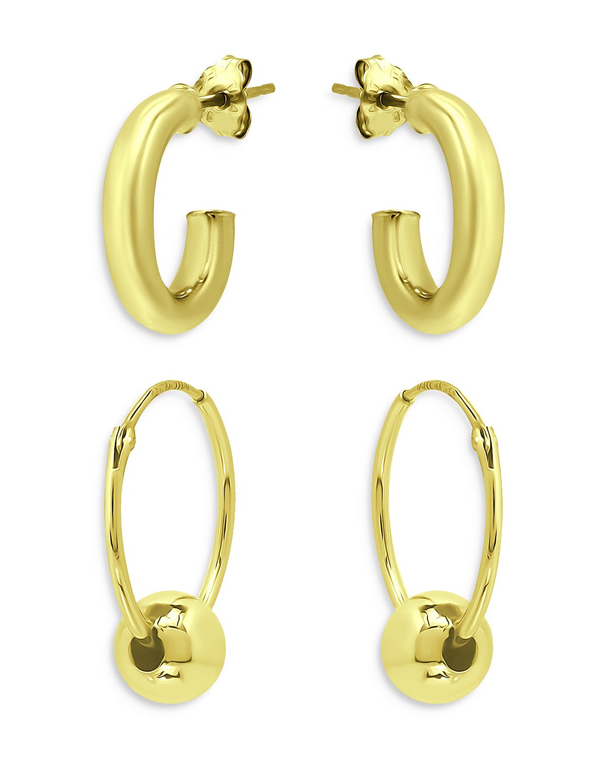 Photo 1 of Huggie Hoop Earrings in 18K Gold Plated Sterling Silver, Set of 2 - 100% Exclusive