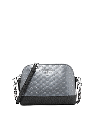 Click to view more detailed imagery on our partner's website Michael Michael Kors Jet Set Large Dome Crossbody In Heather Gray/silver