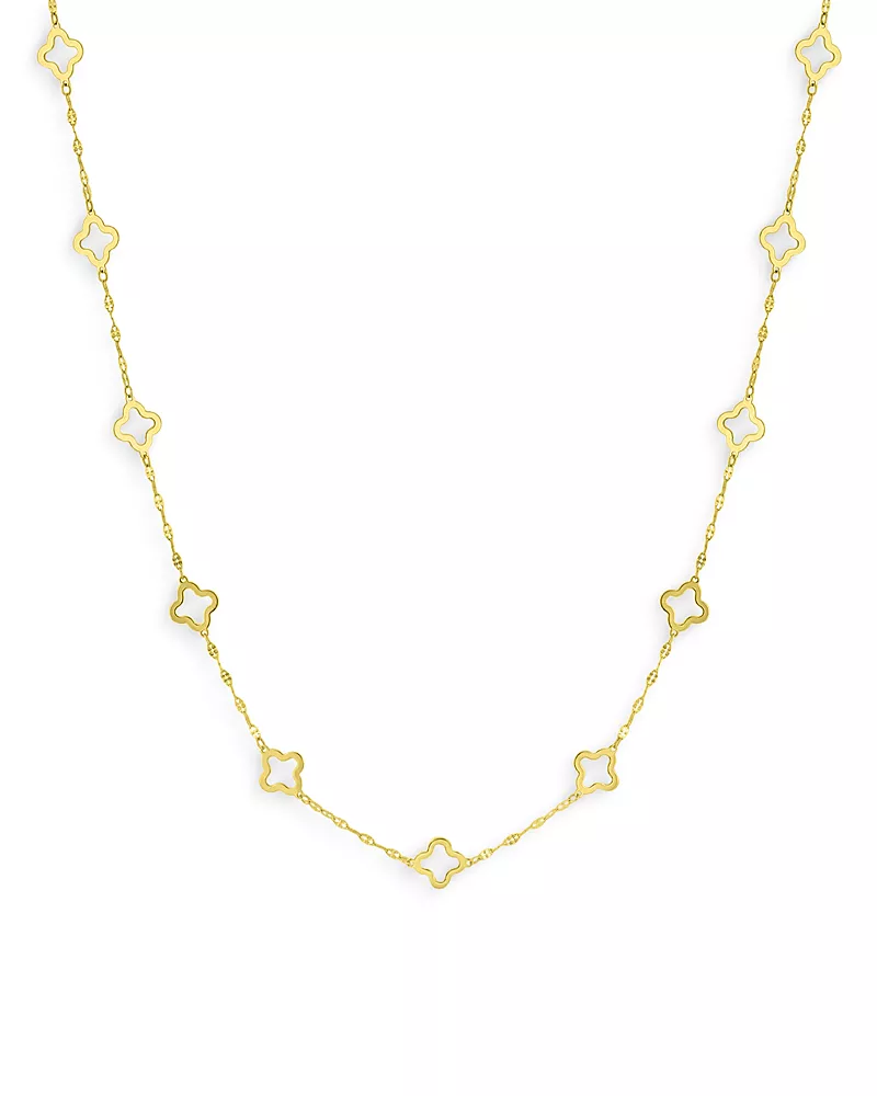 Bloomingdale's Fine Collection Quatrefoil Link Statement Necklace in 14K Yellow Gold