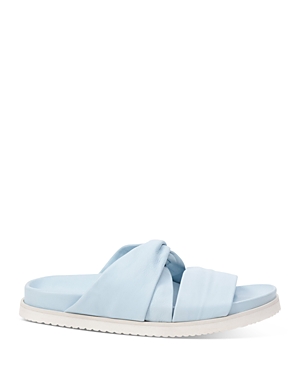 3.1 Phillip Lim Blue Leather Twisted Slides In Periwinkle