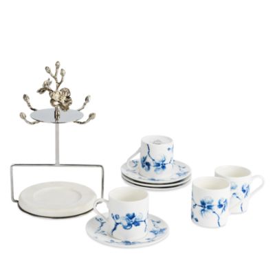 Blue Orchid Demitasse Cup & Saucer Set with Stand