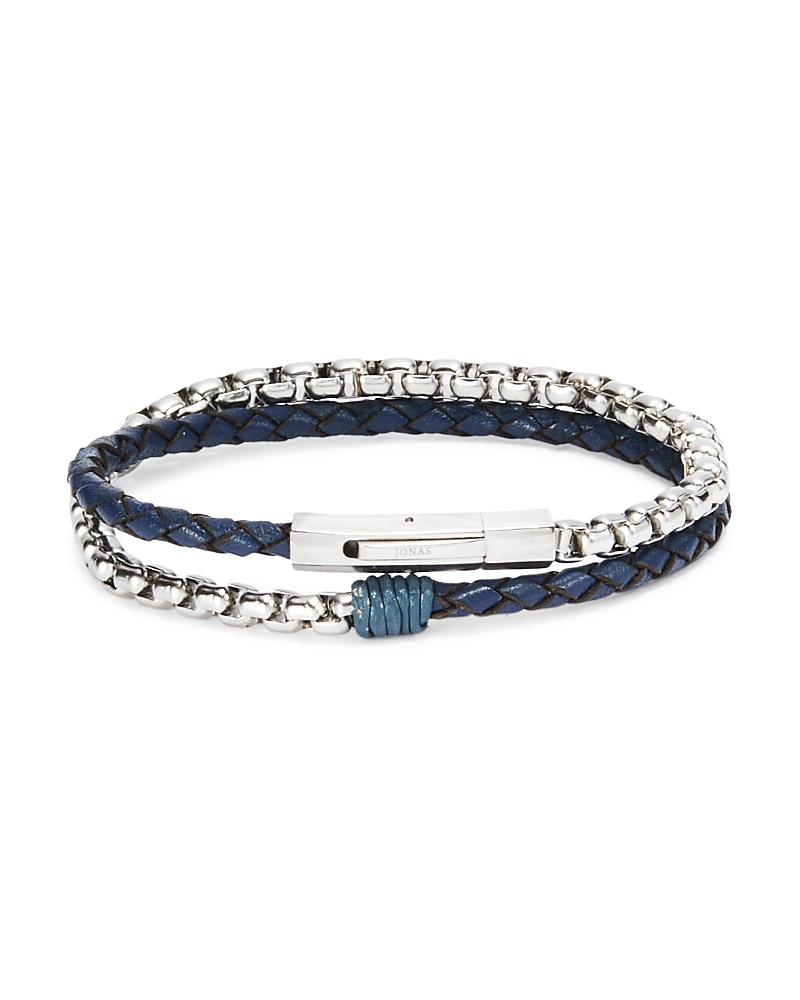 Shop Jonas Studio Village Double Wrap Leather Chain Bracelet In Blue