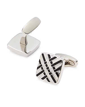 Link Up Diagonal Cross Silver-Tone Cufflinks