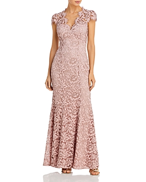 Eliza J Scalloped-edge Lace Gown In Mauve