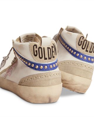 Golden Goose Women's Mid Star Pink Glitter Detail Low Top Sneakers