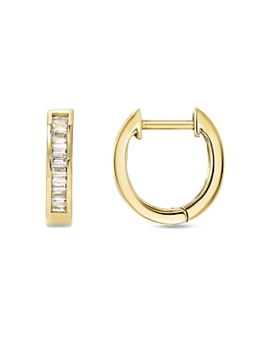 Zoe Lev 14K Yellow Gold Diamond Baguette Hoop Earrings