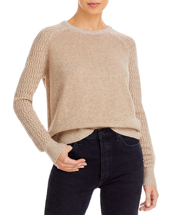 AQUA Shell Stitch Sleeve Cashmere Sweater - 100% Exclusive | Bloomingdale's