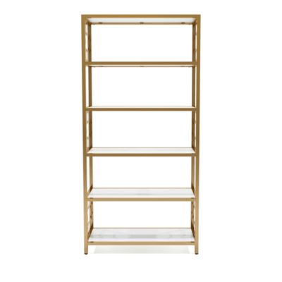 Ligga Steel 5-Shelf Bookcase with Geometric Openwork Accents