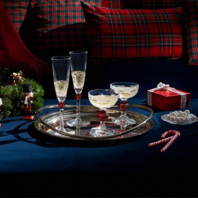 Harcourt 1841 Coupe Glasses with Red Knob, Set of 2