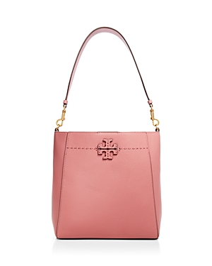 Tory Burch Mcgraw Leather Hobo In Pink Magnolia/rolled Brass