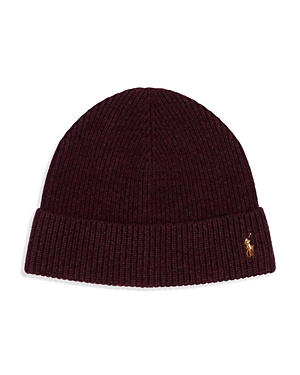 Polo Ralph Lauren Signature Cuff Logo Beanie Hat In Circuit Brown