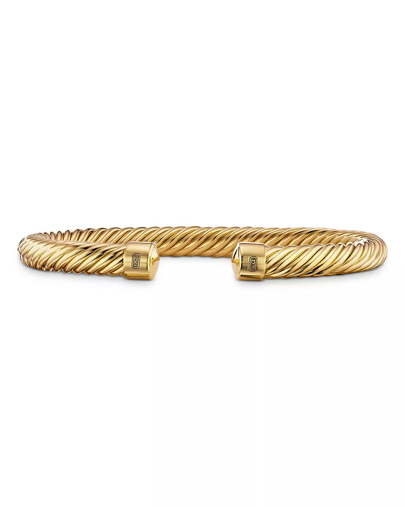 David Yurman Men's Cable Cuff Bracelet in 18K Yellow Gold, 7mm
