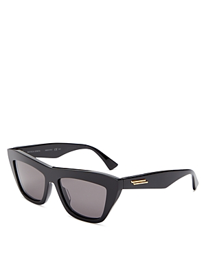 Bottega Veneta Cat Eye Sunglasses, 55mm In Black/gray Solid