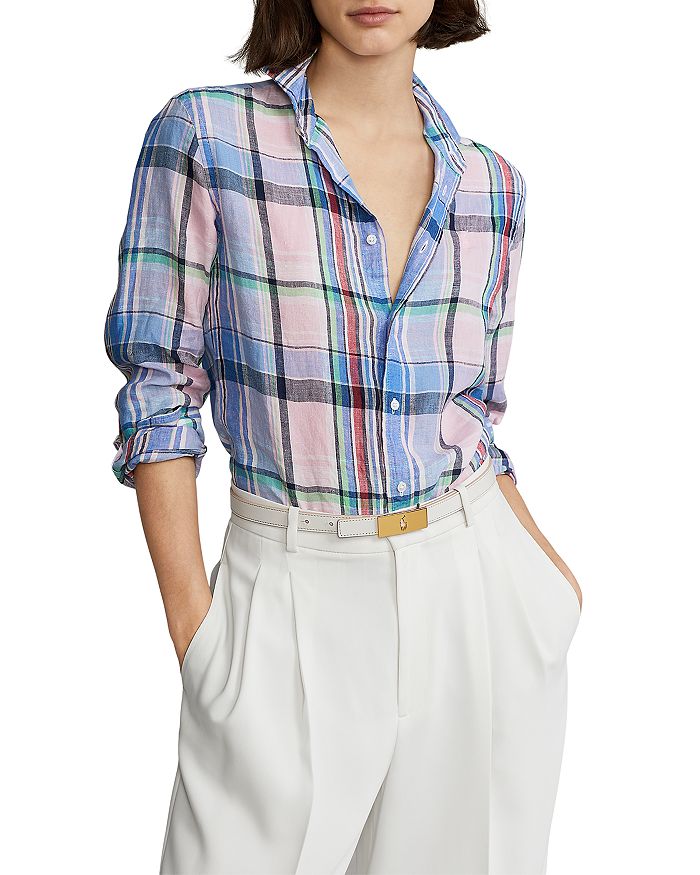 Ralph Lauren Plaid Linen Shirt | Bloomingdale's