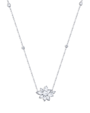 Harakh Colorless Diamond Flower Pendant Necklace in 18K White Gold, 1.0 ct. t.w