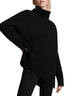 Allsaints Ridley Funnel Neck Wool & Cashmere Sweater In Black