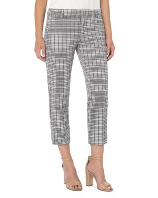 plaid pants women black and white