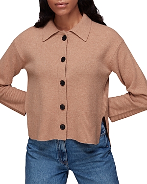 Whistles Button Up Collar Jacket In Camel