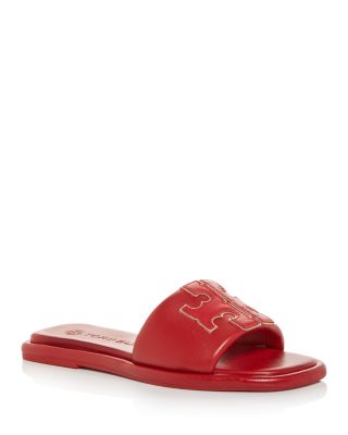 Tory Burch Double T Leather Medallion Slide Sandals In Tory  display picture 2