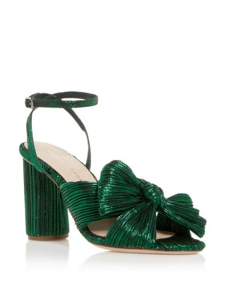 Loeffler Randall Women's Camellia Bow High Heel Sandals In Emerald