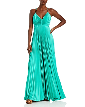 A.l.c Aries Pleated Open Back Dress In Viridian