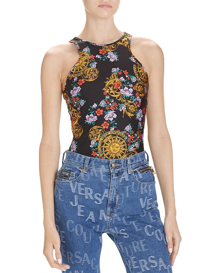 Versace Jeans Couture Sun & Flower Print Bodysuit | Bloomingdale's