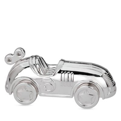 Silverplated Race Car Coin Bank