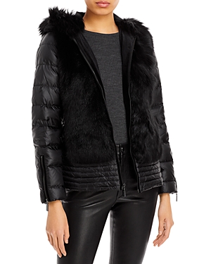 Dawn Levy Hooded Shearling Panel Coat