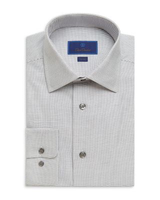 David Donahue - Horizontal Stripe Trim Fit Dress Shirt