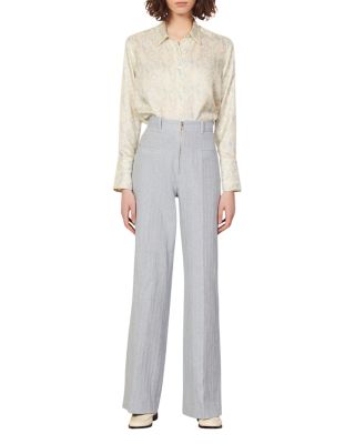 Sandro Ulysse Striped Wide Leg Pants 