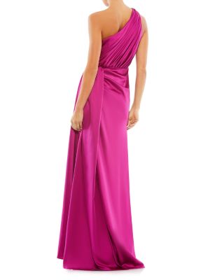  Draped One Shoulder Satin Gown