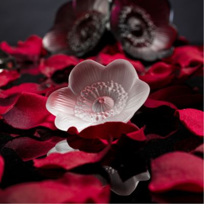 Lalique Anemone Crystal Flower Paperweight