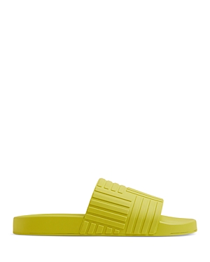 Bottega Veneta Intrecciato Logo-embossed Slides In Kiwi