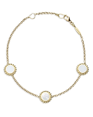 Shop Lagos 18k Yellow Gold Covet Mother Of Pearl Trio Beaded Frame Chain Bracelet In White Mop/gold