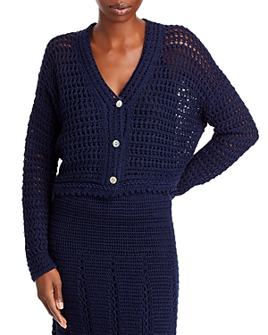 Vince - Crochet Cardigan In Navy - Atterley In Navy