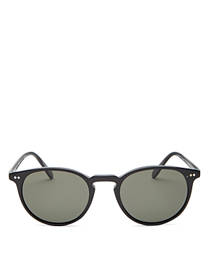 Oliver Peoples Round Sunglasses, 49mm In Black/green Polarized