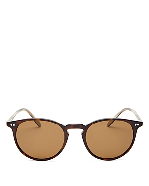 Shop Oliver Peoples Round Sunglasses, 49mm In Havana/brown Polarized