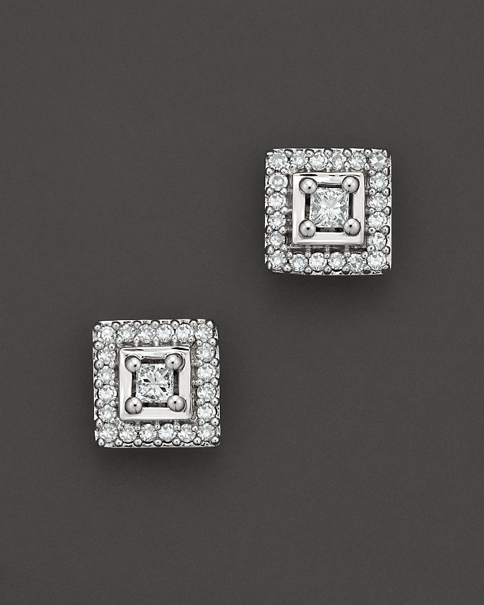 Bloomingdale's Princess Cut Diamond Earrings In 14K White Gold, 0.25 ct ...