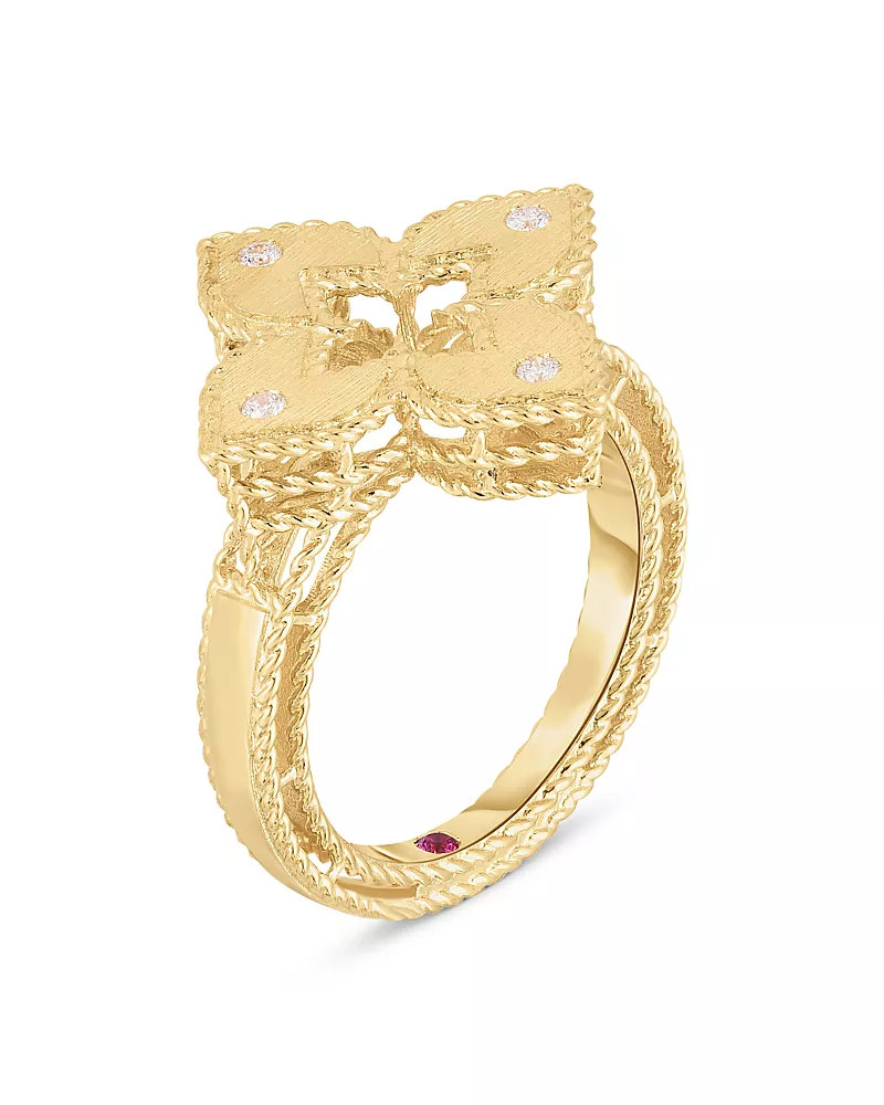 Roberto Coin 18K Yellow Gold Venetian Princess Diamond Quatrefoil Ring