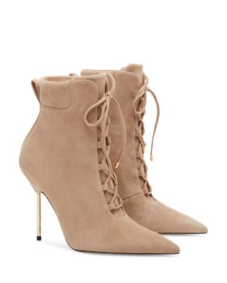 tan lace up booties